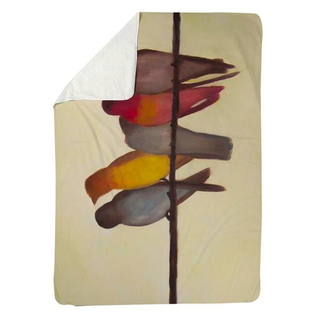 60 x 80 in. Five Birds on A Branch-Sherpa Fleece Blanket