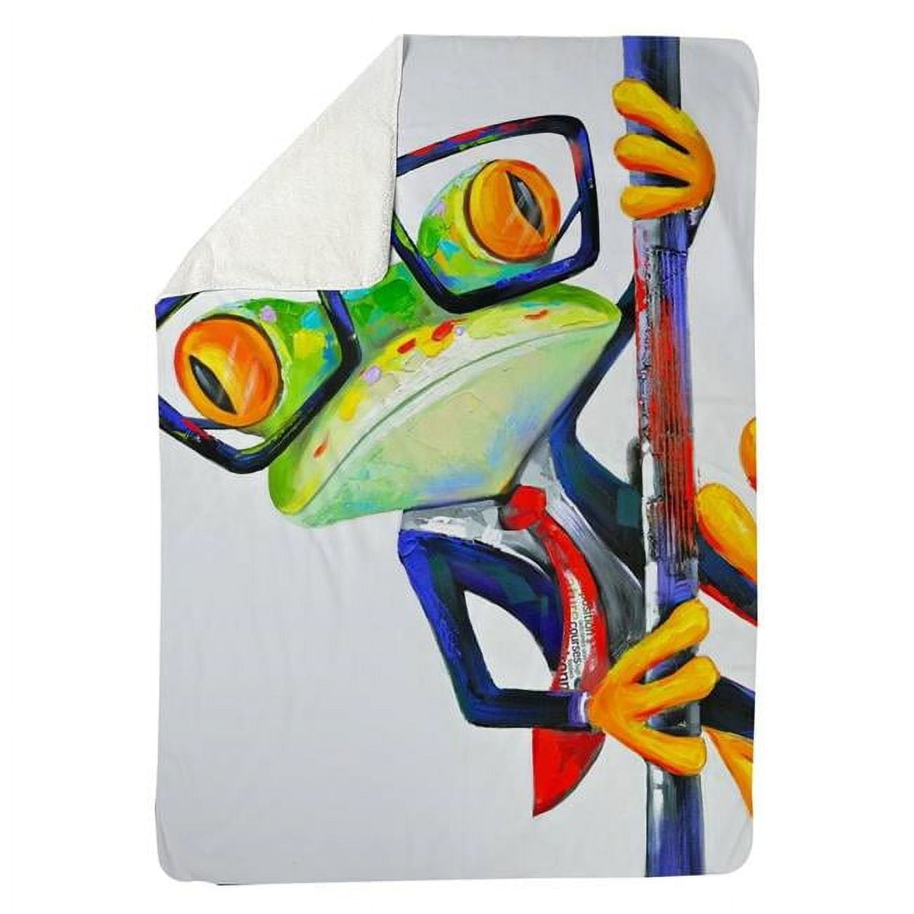 5545-6080-AN4 60 x 80 in. Funny Frog with Glasses-Sherpa Fleece Blanket