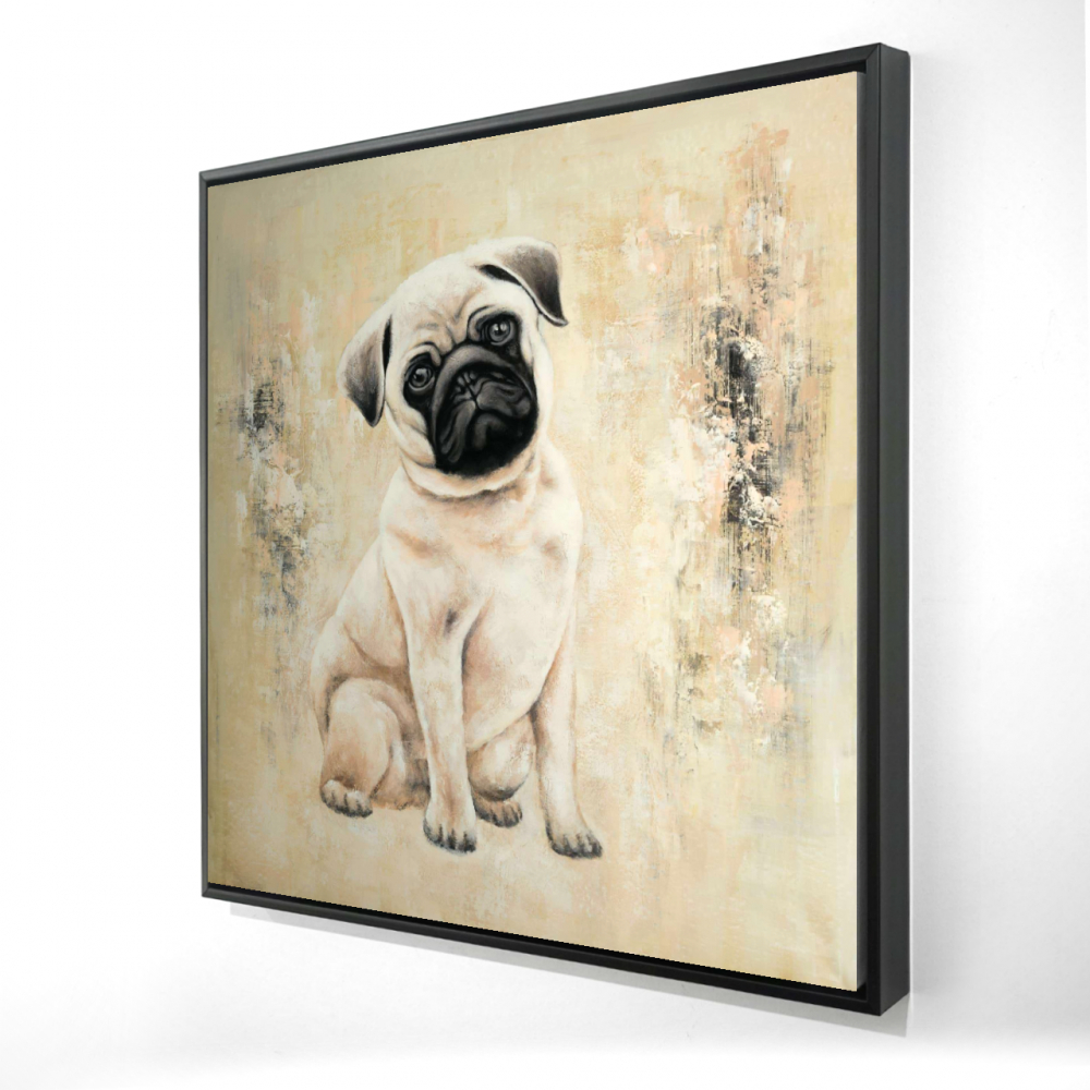 2081-2424-AN215 24 x 24 in. Small Pug Dog Canvas - Bedroom Animals Framed Wall Art Decor