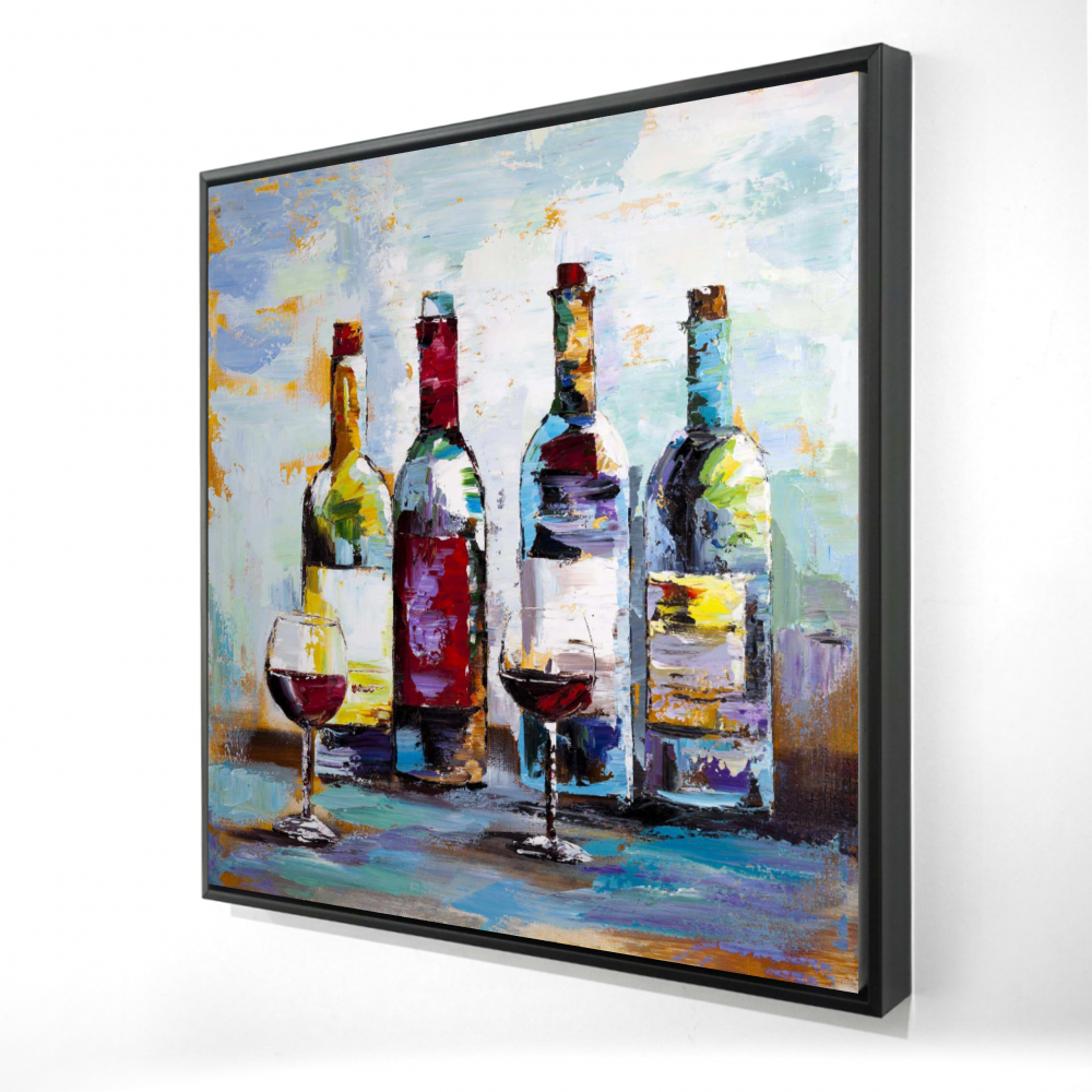 2081-2424-GA25 24 x 24 in. Wine Tasting Framed Canvas - Object Blue Home Decor Art