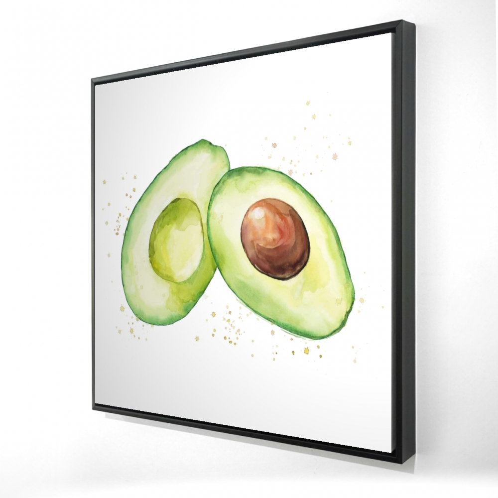 2081-2424-GA80 24 x 24 in. Watercolor Open Avocado Framed Canvas - Kitchen Wall Decor