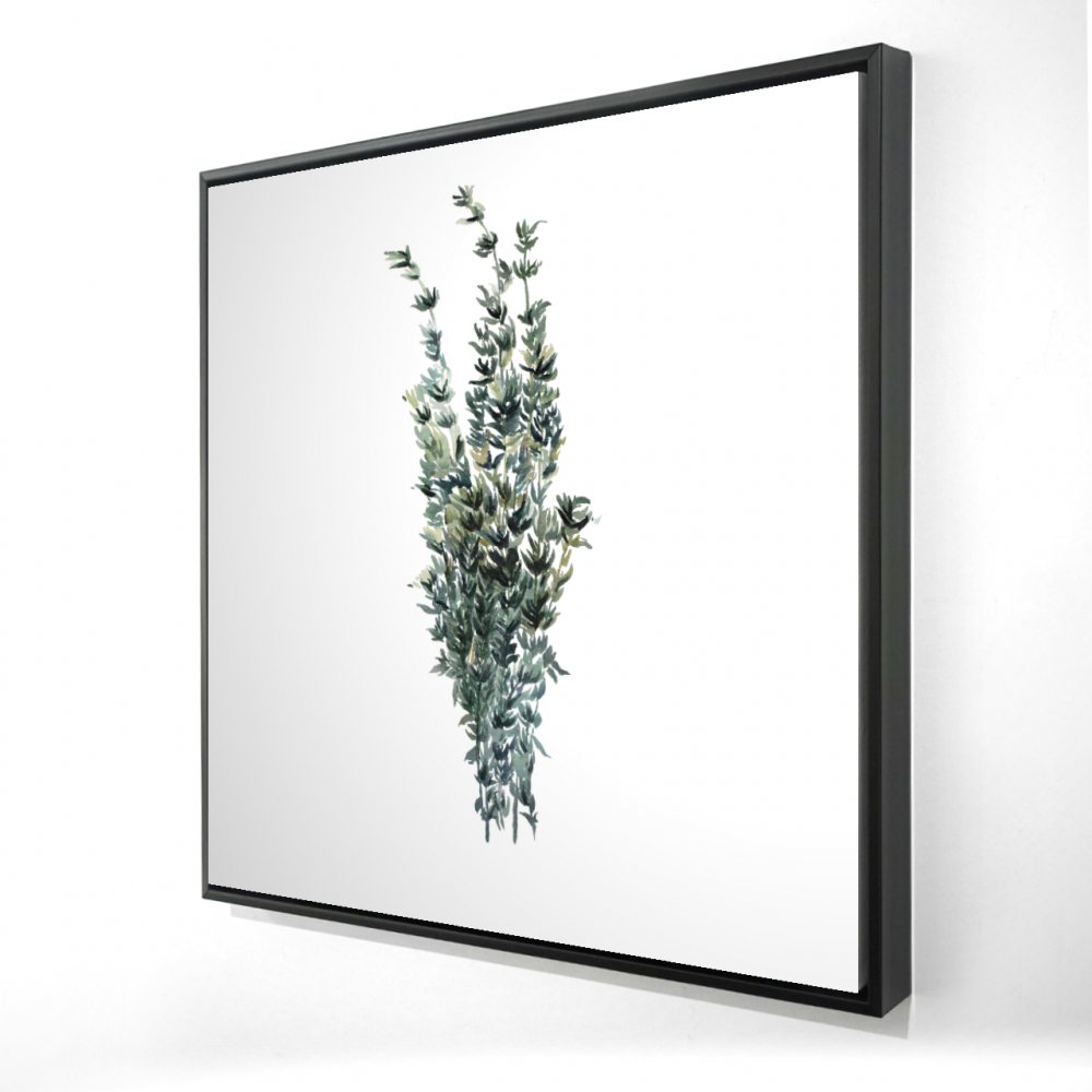 2081-2424-GA92 24 x 24 in. Thyme Leaves Bundle White Framed Canvas - Home Decor Art