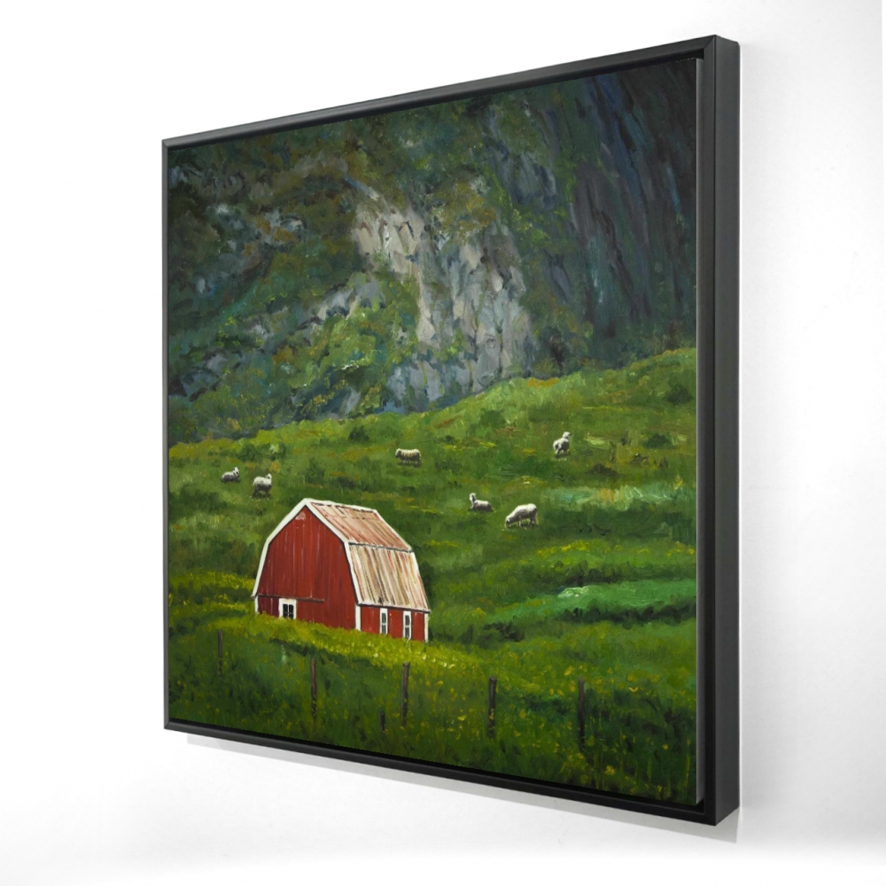 2081-2424-LA183 24 x 24 in. Life in the Countryside Red Framed Canvas - Home Decor Art