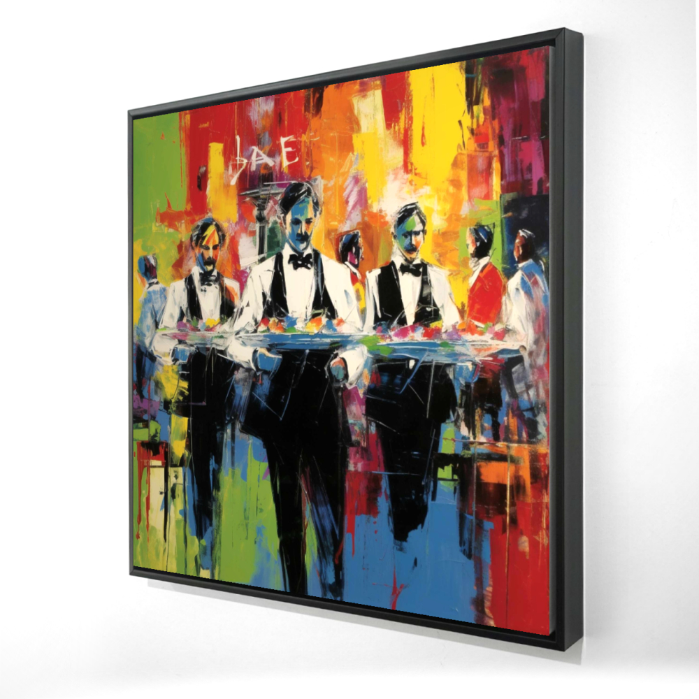 2081-2424-GA139 24 x 24 in. Classic Waiters Abstract Canvas - Contemporary Kitchen Decor