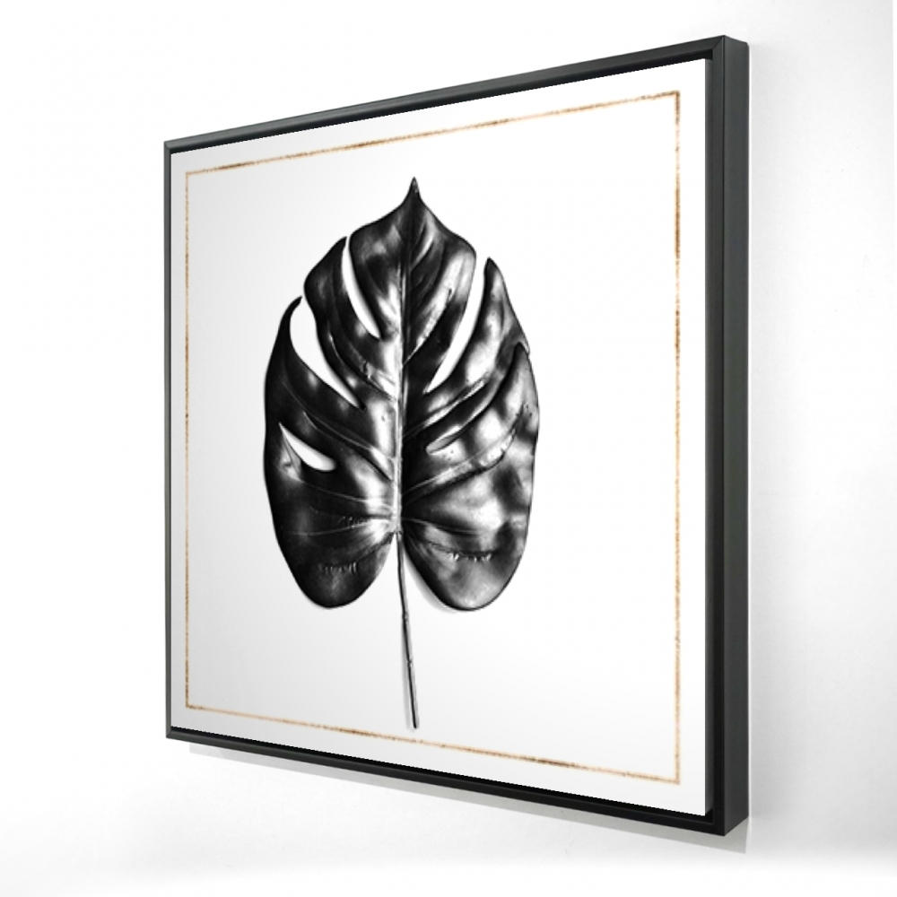 2081-2424-FL302-1 24 x 24 in. White Exotic Livingroom Canvas - Split Leaf Philodendron Art