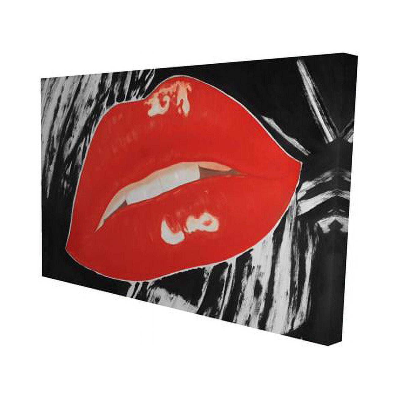 20 x 30 in. Kissable Glossy Lips on A Black Background-Print on Canvas