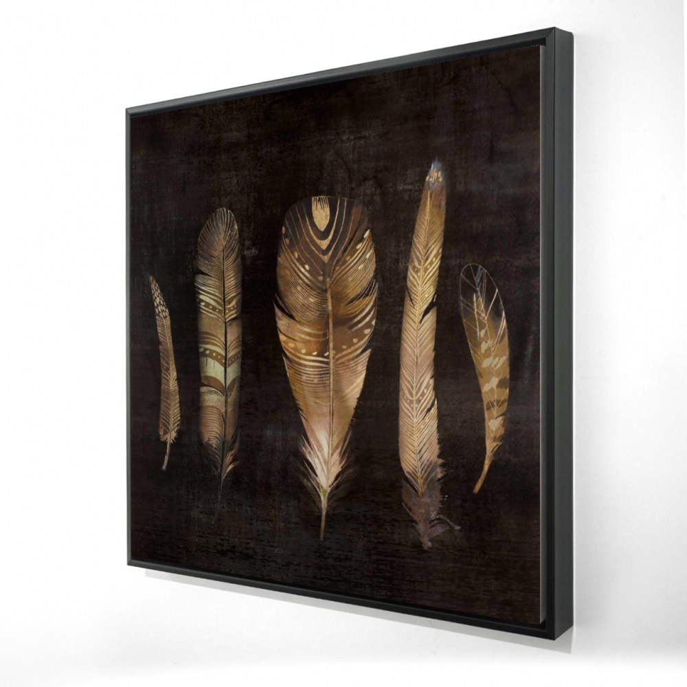2081-2424-AN237 24 x 24 in. Brown Feather Set - Bedroom Framed Canvas Home Decor