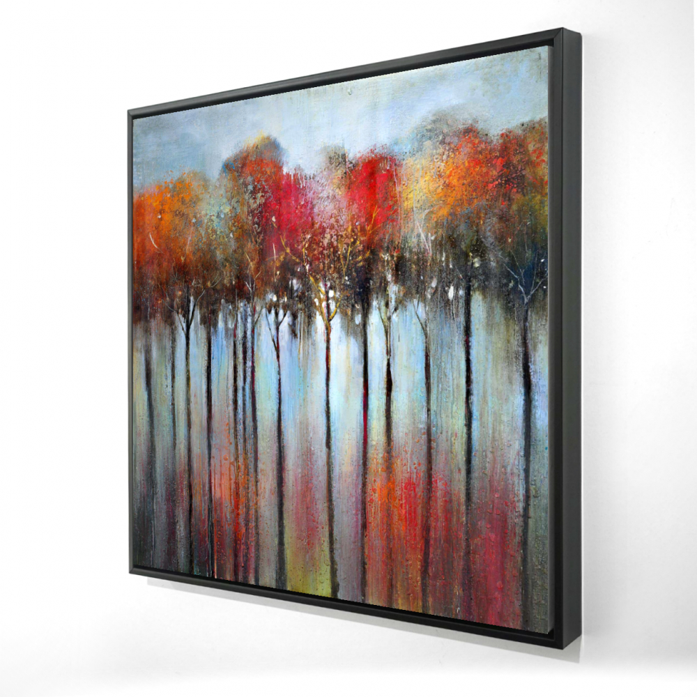 2081-2424-LA11 24 x 24 in. Abstract Colorful Forest - Blue Framed Canvas - Home Decor