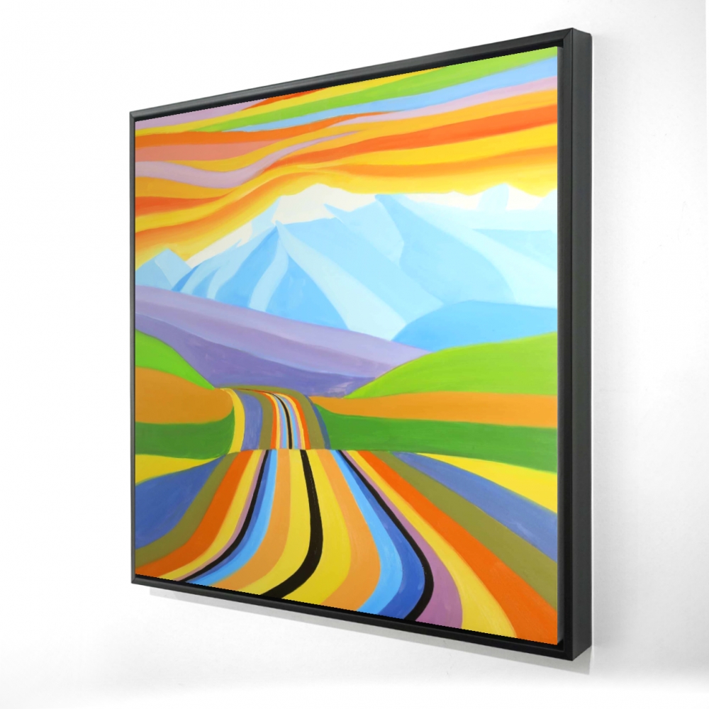 2081-2424-LA89 24 x 24 in. Mountain Road Multi Colored Canvas - Blue Frame Home Decor