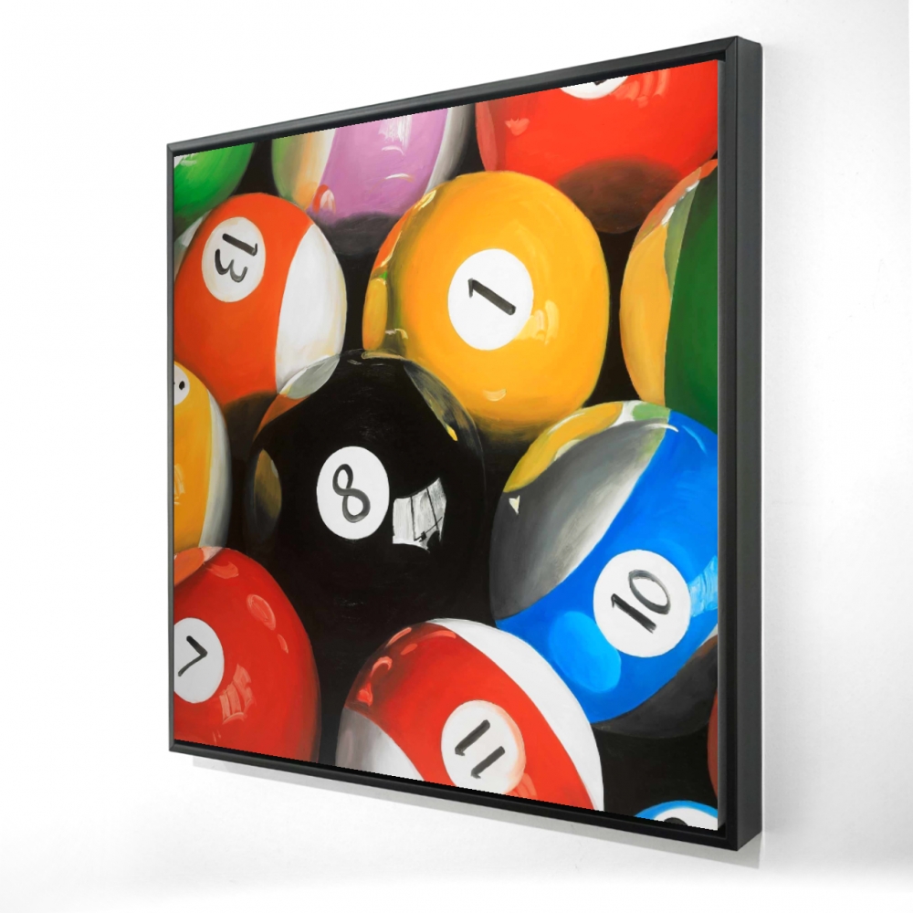 2081-2424-MI76 24 x 24 in. Pool Balls Closeup - Hyperrealist Framed Canvas Home Decor