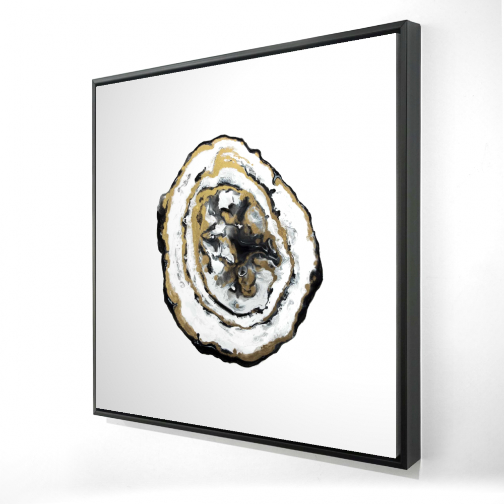 2081-2424-MN7 24 x 24 in. Golden Geode Abstract Canvas - Minimalist Black Frame Decor