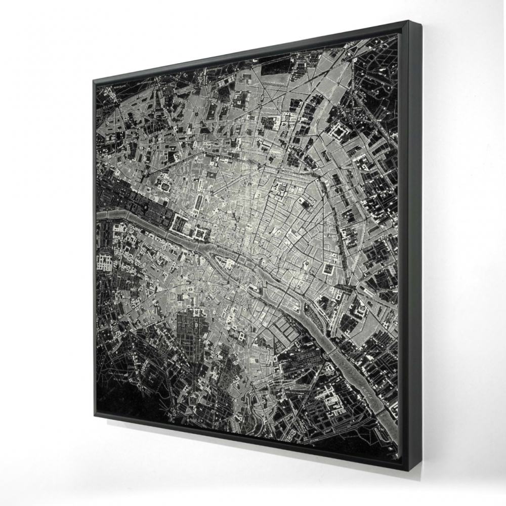 2081-2424-TV2 24 x 24 in. Airplane Satellite View Framed Canvas - Industrial Man Cave Decor