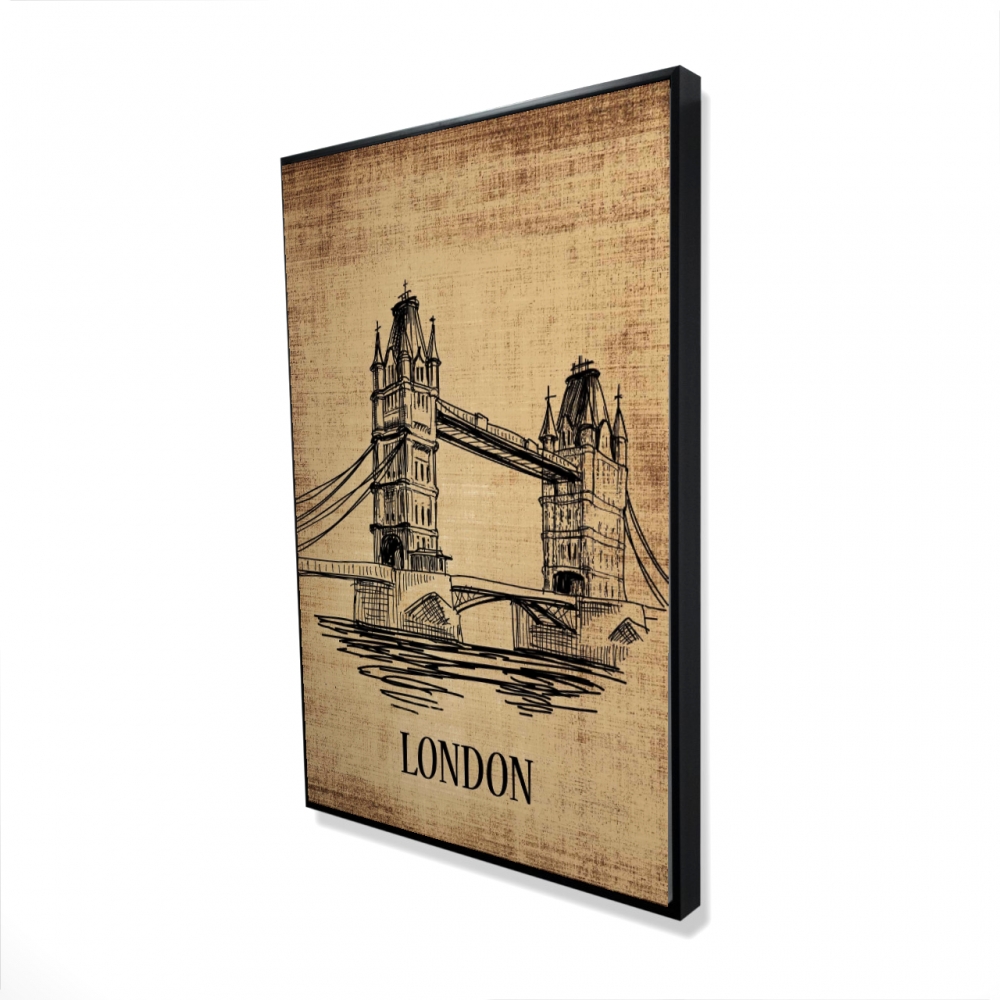 2081-3624-CI150 24 x 36 in. Tower Bridge Illustration - Brown Framed Canvas Home Decor