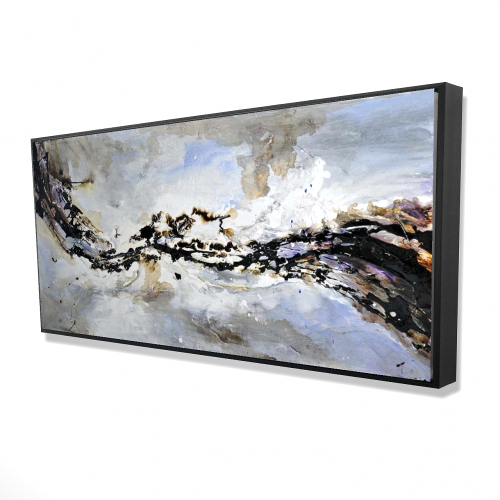 2081-2448-AB8 24 x 48 in. Blue Abstract Wave Canvas - Texturized Bedroom Wall Art
