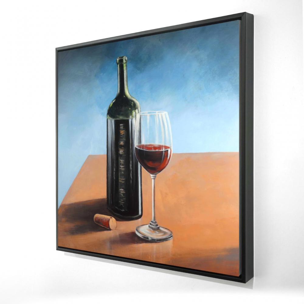 2081-2424-GA72 24 x 24 in. Romantic Kitchen Decor - Bordeaux Wine Glass Canvas Framed
