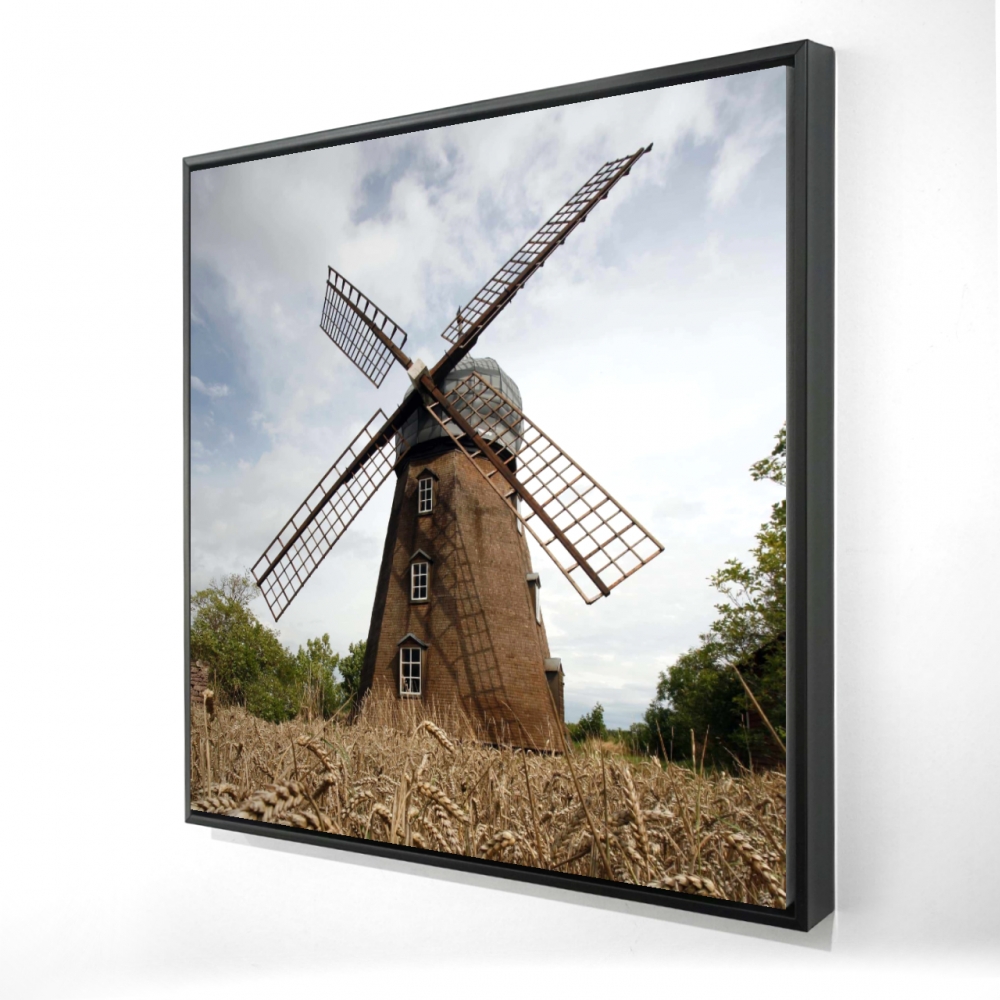 2081-2424-PH5 24 x 24 in. Rustic Windmill Framed Canvas - Bedroom Wall Decor Art