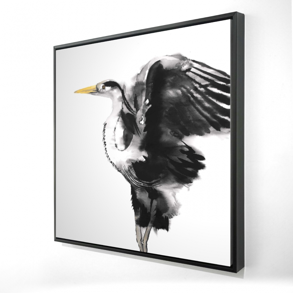 2081-2424-AN447 24 x 24 in. Modern Animals Heron Framed Canvas - Bird Home Decor Art