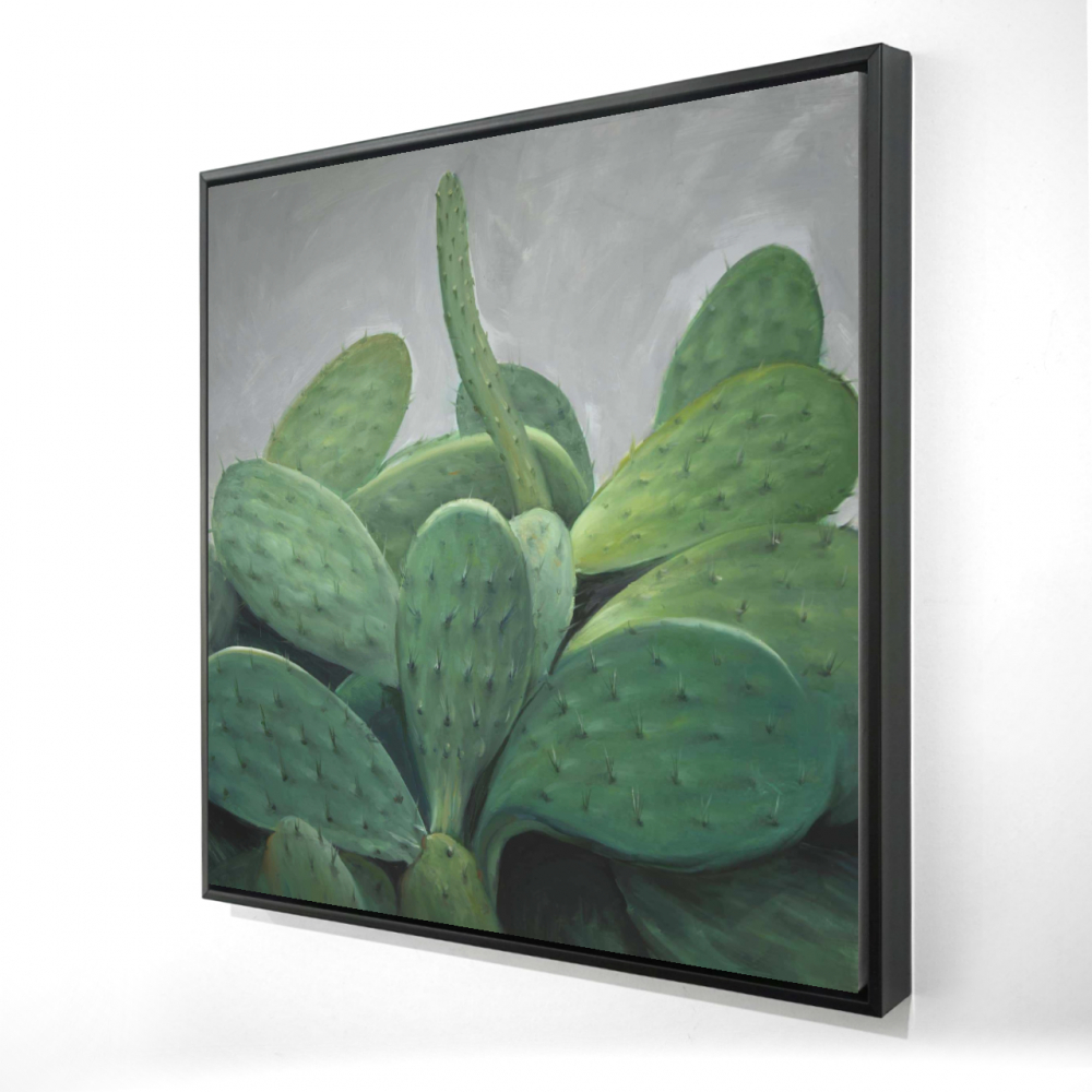 2081-2424-FL140 24 x 24 in. Gray Exotic Botanical Canvas - Cactus Bundle Framed Art Decor