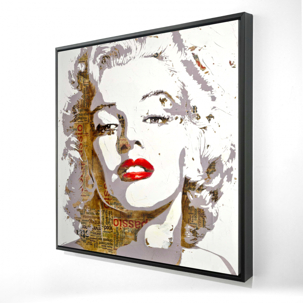 2081-2424-FI2 24 x 24 in. Marilyn Monroe Typography Canvas - Beauty Brown Framed Decor