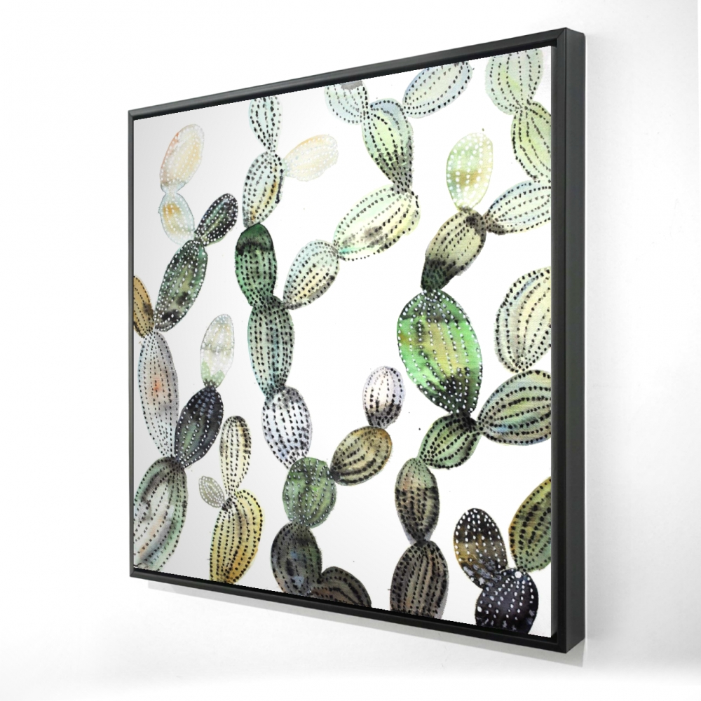 2081-2424-FL315 24 x 24 in. Green Exotic Cactus Canvas - Pattern Opuntia - Home Decor