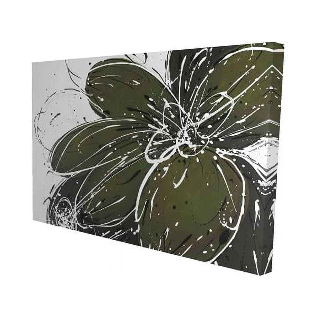 20 x 30 in. Green Flower with Splash Outline-Print on Canvas
