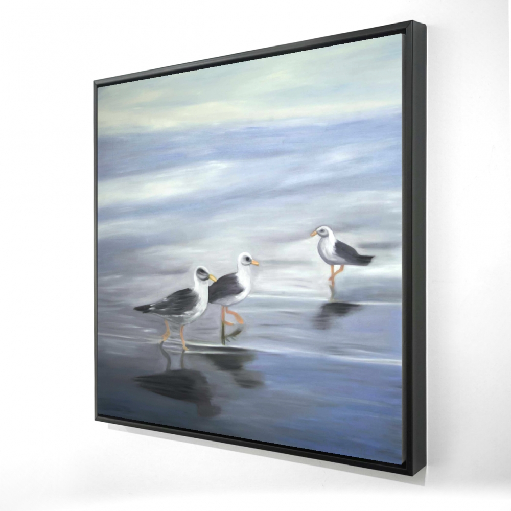 2081-2424-AN480 24 x 24 in. Marine Blue Framed Canvas - Three Gulls Home Decor Art