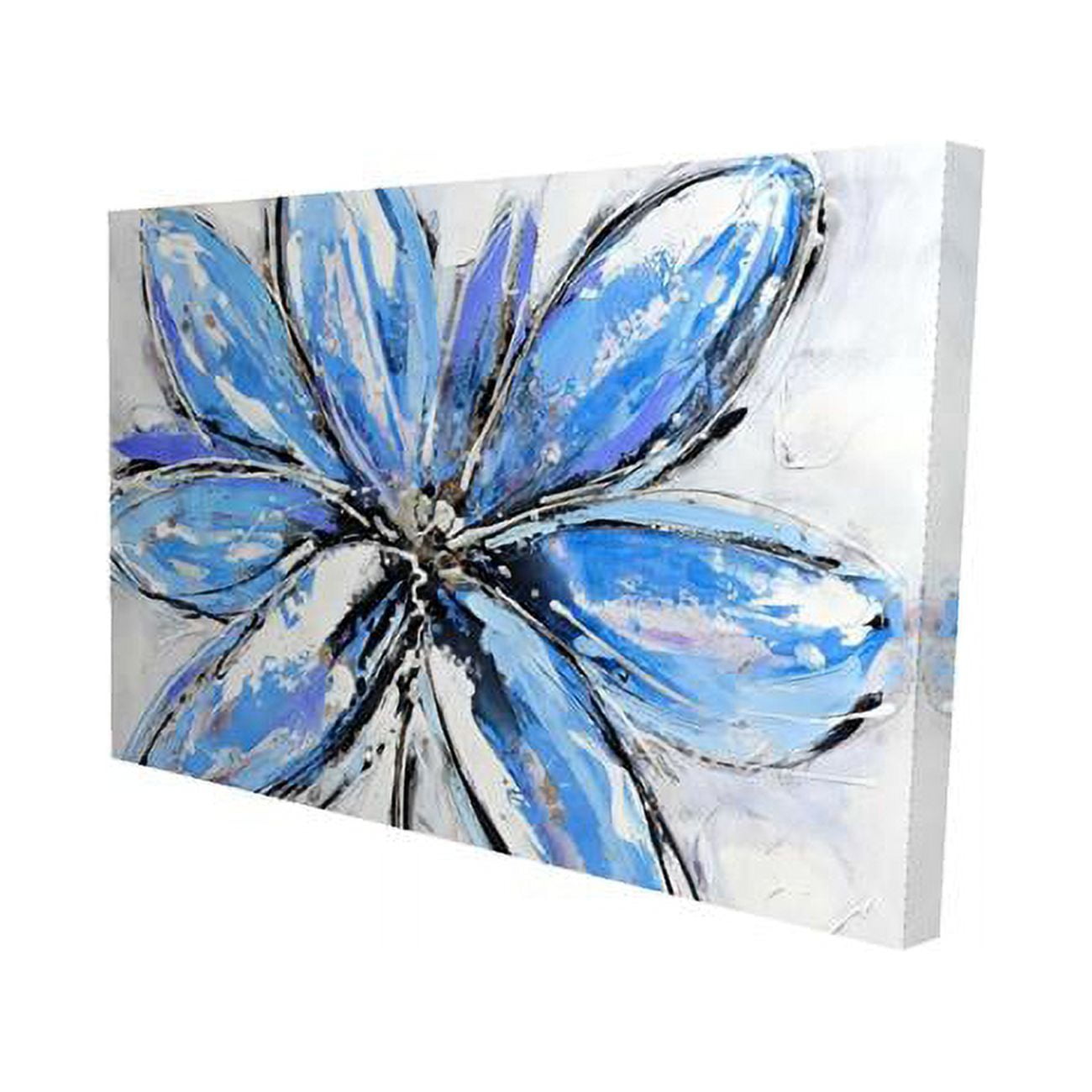 20 x 30 in. Blue Flower-Print on Canvas