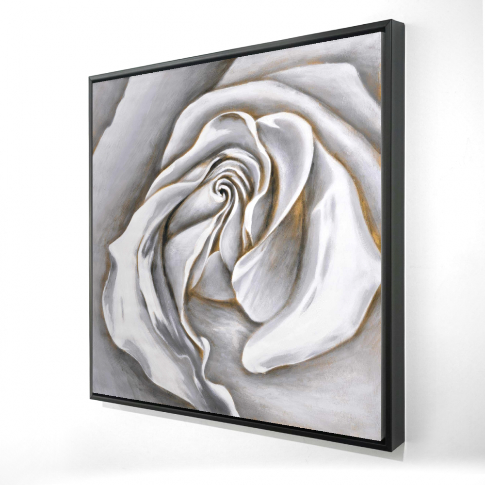 2081-2424-FL12 24 x 24 in. White Rose Delicate Botanical Framed Canvas - Home Decor