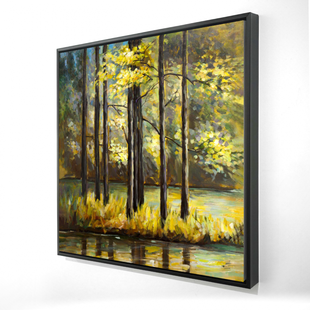 2081-2424-LA28 24 x 24 in. Trees in the Middle of the Lake - Blue Landscape Canvas Art