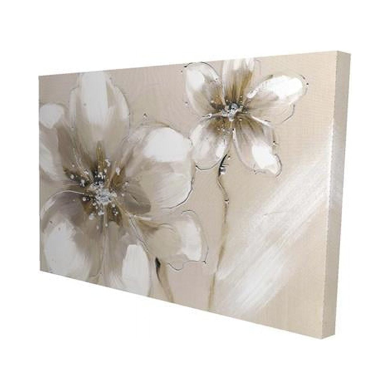 20 x 30 in. Two Cream Flowers-Print on Canvas