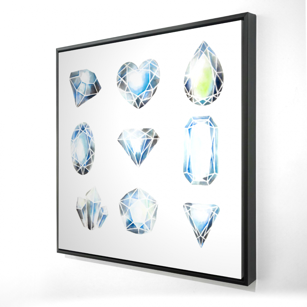 2081-2424-MN1 24 x 24 in. Crystals Pattern Minimalist Bedroom Framed Canvas Wall Art
