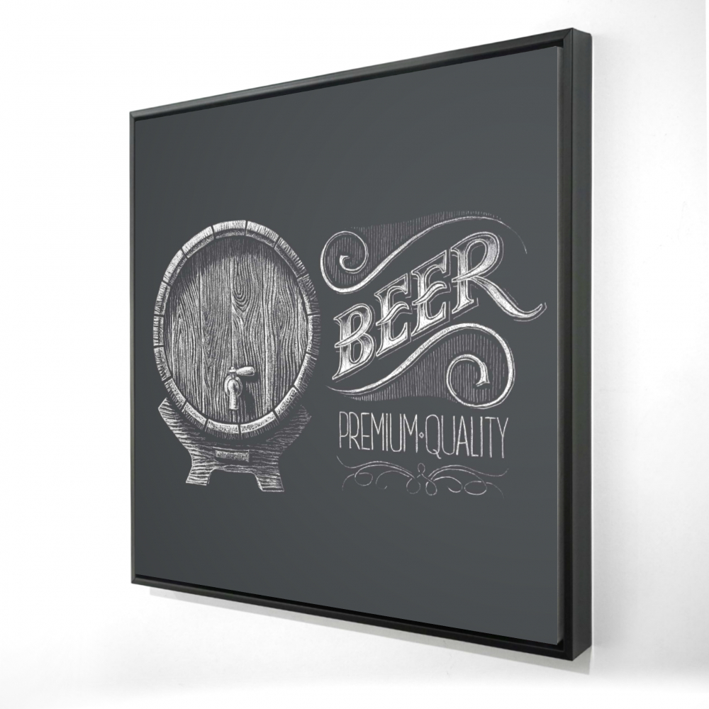2081-2424-GA14 24 x 24 in. Old Beer Sign Rustic Canvas - Kitchen Wall Decor Framed