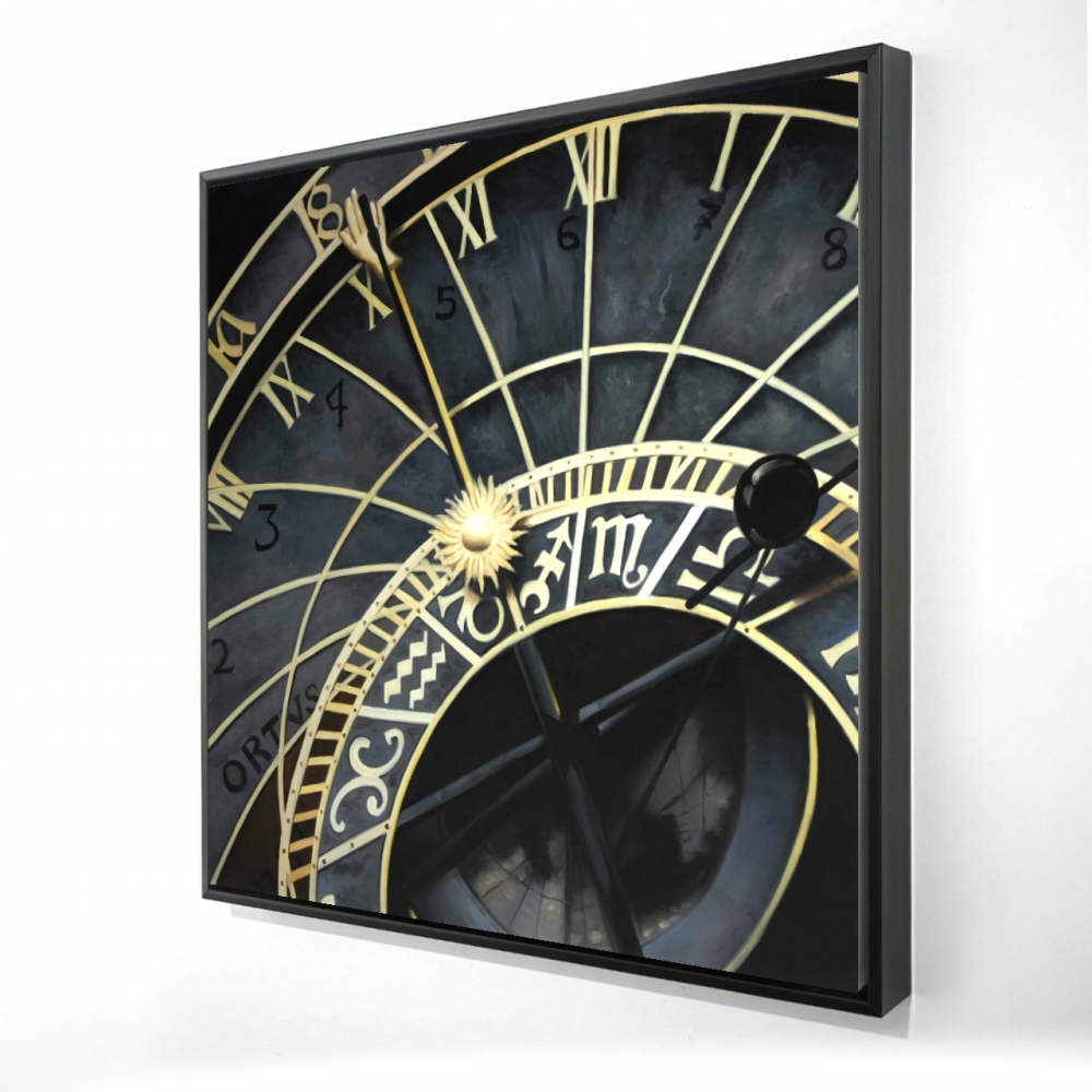 2081-2424-EA12 24 x 24 in. Astrologic Clock Framed Canvas - Astronomy Home Decor Art