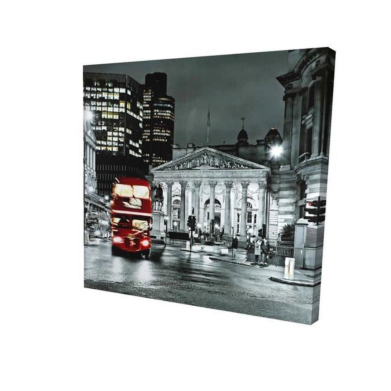 12 x 12 in. Greyscale Pantheon with Red Bus-Print on Canvas