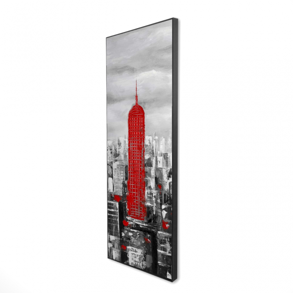 2081-4816-CI272 16 x 48 in. Empire State Building Framed Canvas - White Building Decor