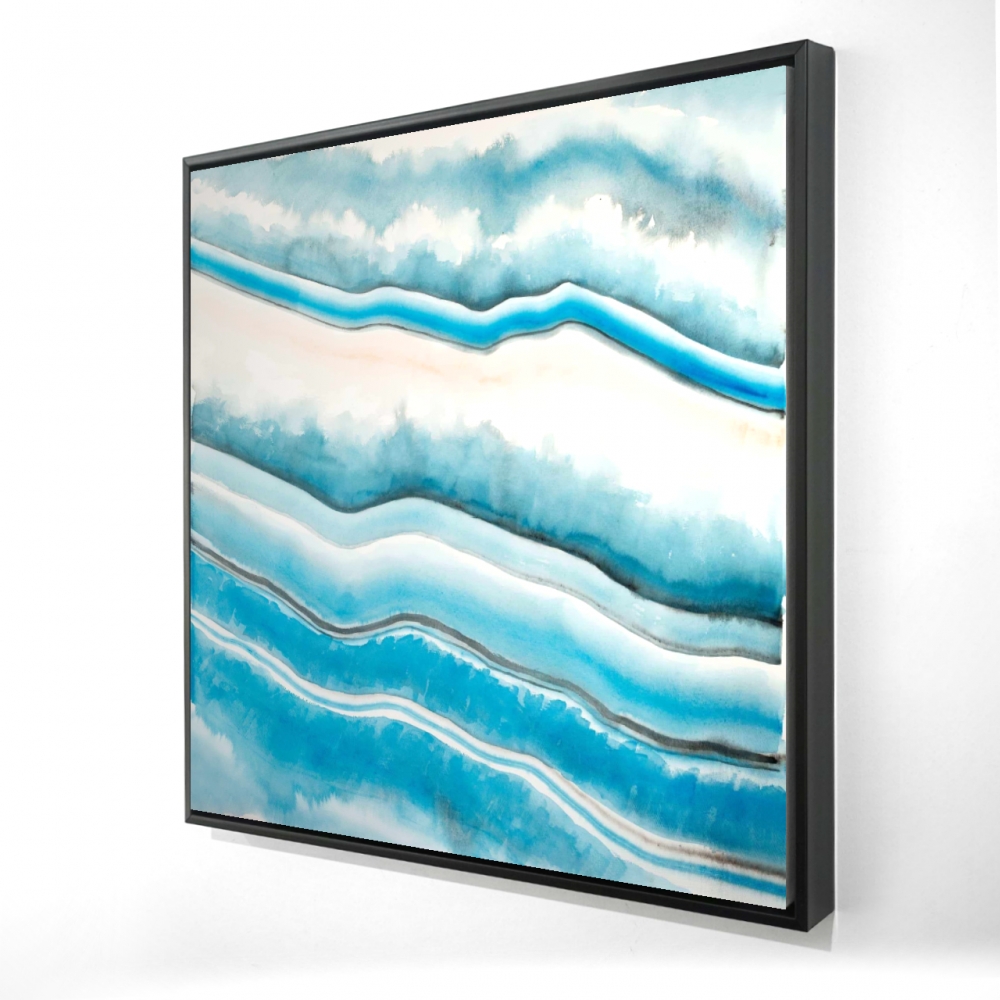 2081-2424-AB40 24 x 24 in. Textured Geode Blue Abstract Framed Canvas - Bedroom Decor