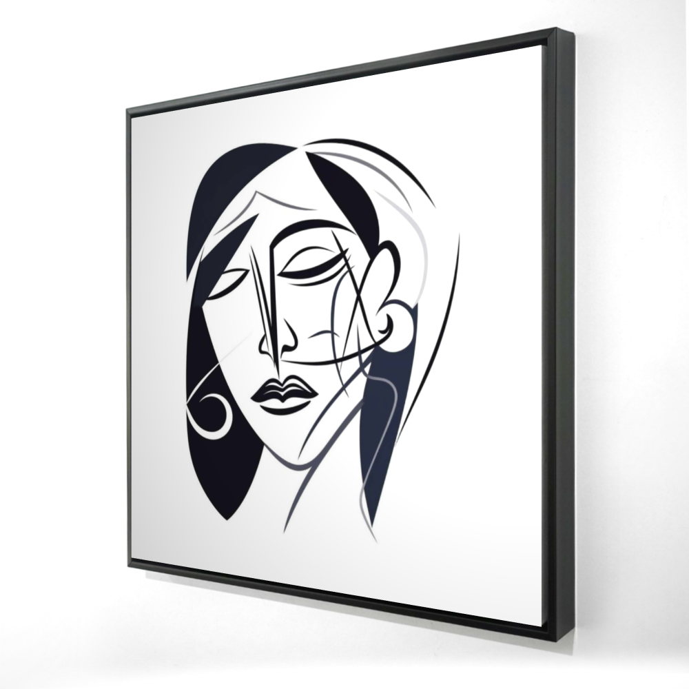2081-2424-FI103 24 x 24 in. Abstract Face Framed Canvas - Modern Bedroom Wall Art Decor