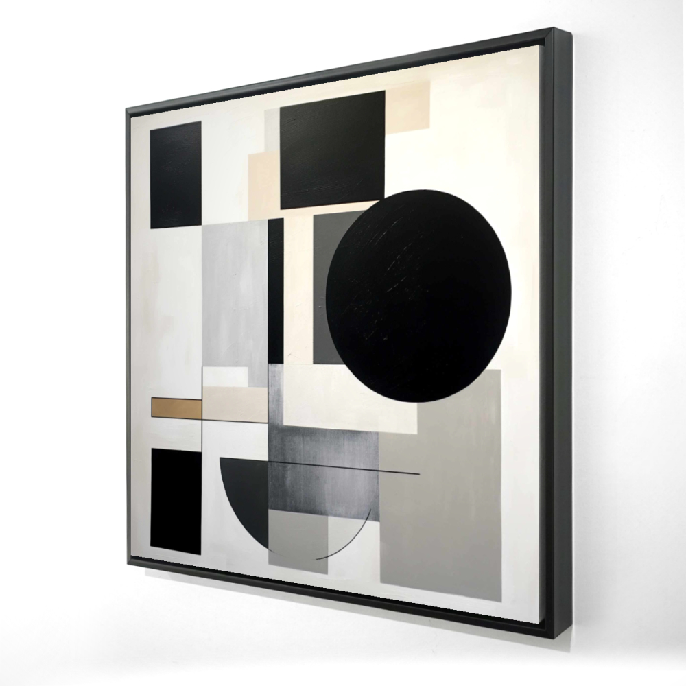 2081-2424-PA26 24 x 24 in. Minimalist Shapes Patterns Framed Canvas - Home Decor Art