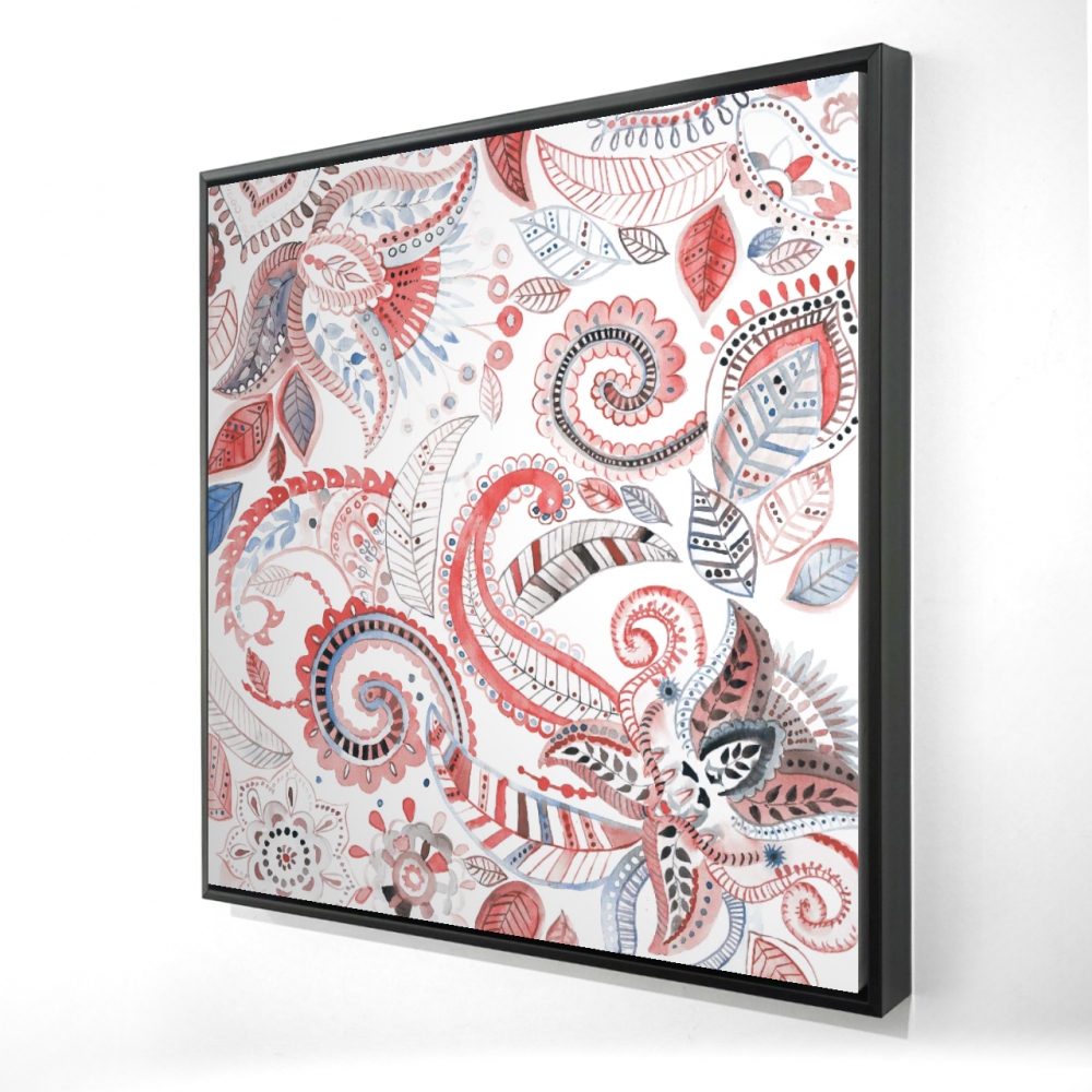 2081-2424-PA3-1 24 x 24 in. Paisley Pattern Framed Canvas - Home Decor Illustrative Art
