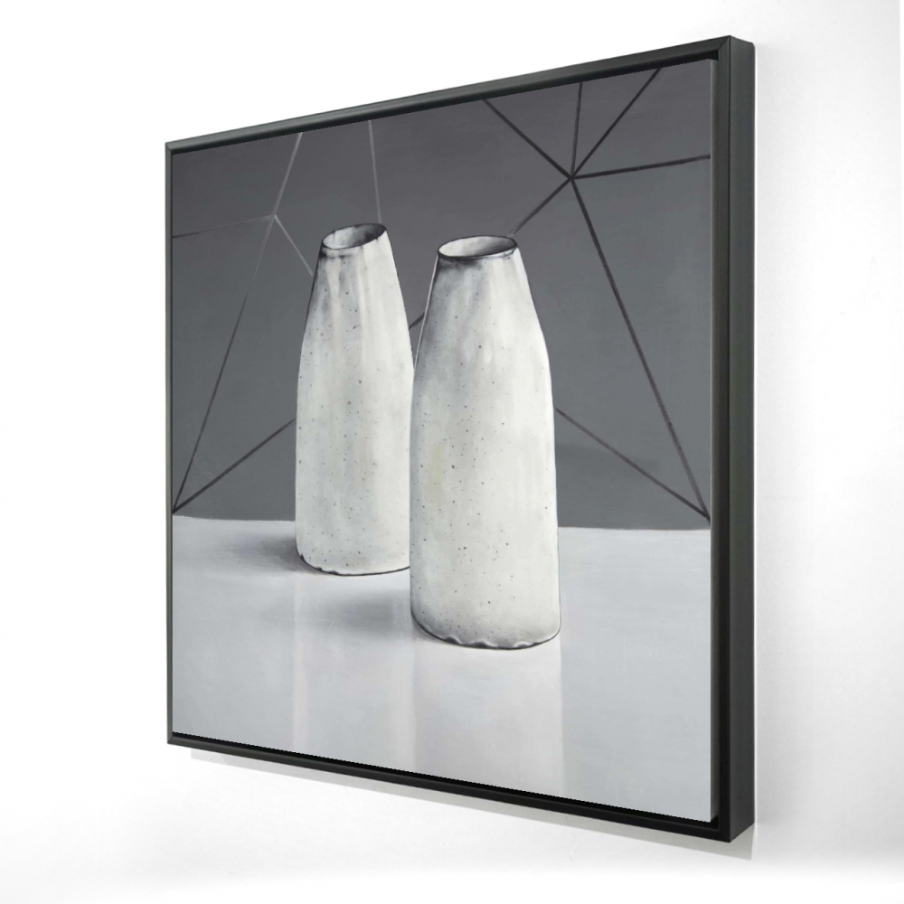 2081-2424-SL28 24 x 24 in. Vases Framed Canvas - White - Object Kitchen Home Decor Art