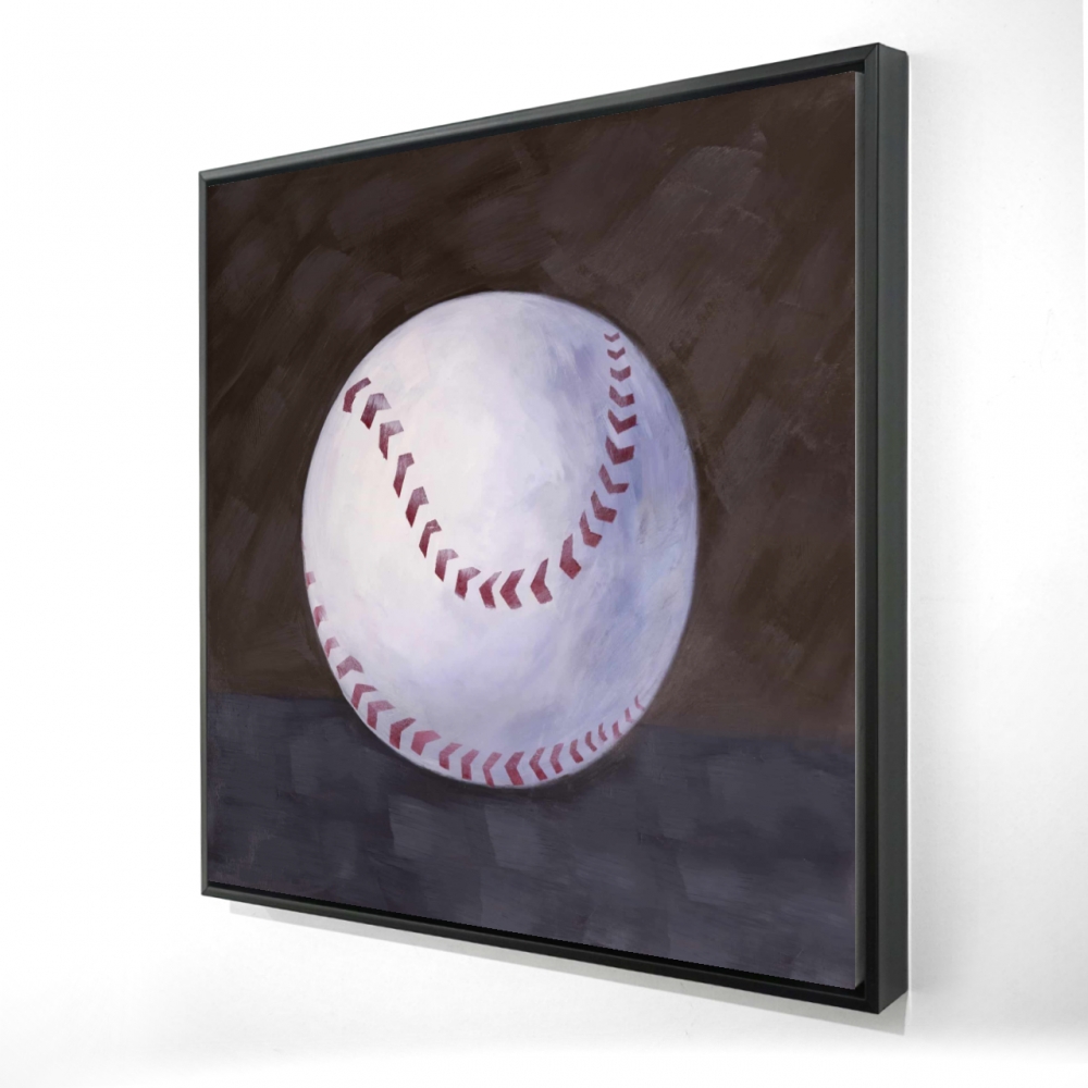 2081-2424-SP12 24 x 24 in. Baseball Ball White Framed Canvas - Man Cave Home Decor