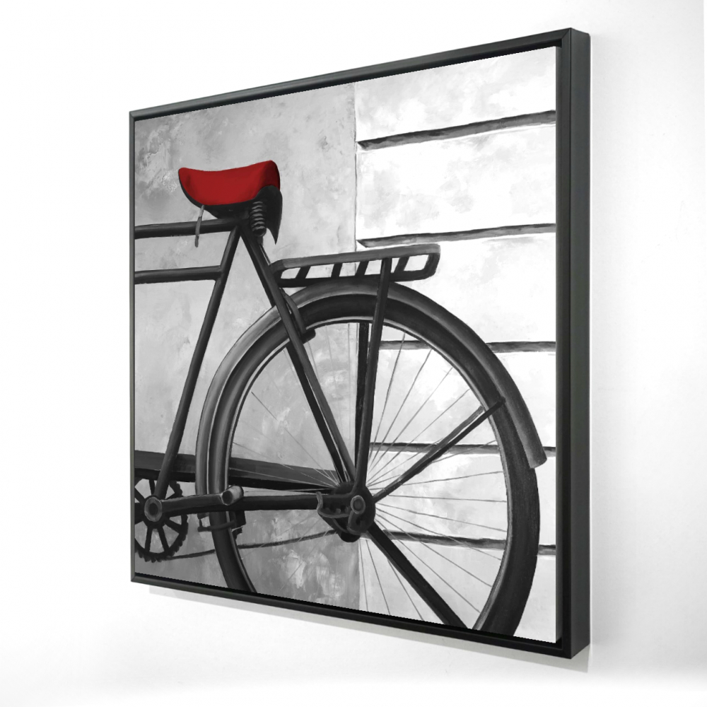 2081-2424-TR59-1 24 x 24 in. Rear Bicycle Still Life Framed Canvas - White Bedroom Decor