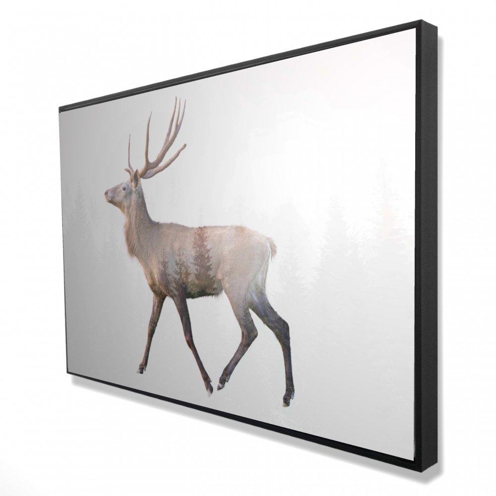 2081-2436-AN221 24 x 36 in. Deer & Forest Canvas - Brown Trees Animals Framed Art Decor