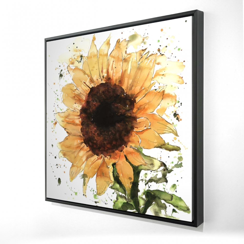 2081-2424-FL343 24 x 24 in. Big Sunflower Rustic Brown Framed Canvas - Home Decor Art