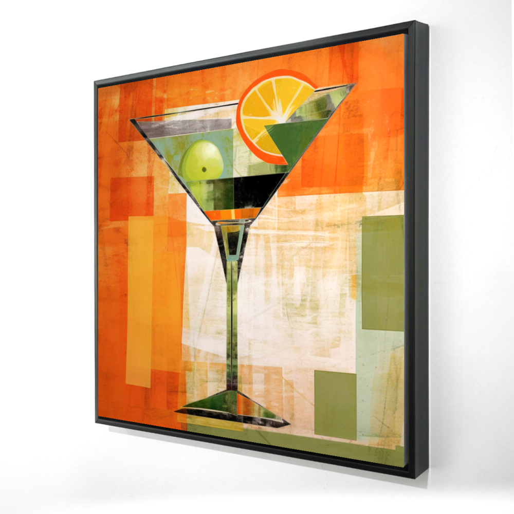 2081-2424-GA135 24 x 24 in. Yellow Abstract Cocktail Canvas - Framed Kitchen Wall Art