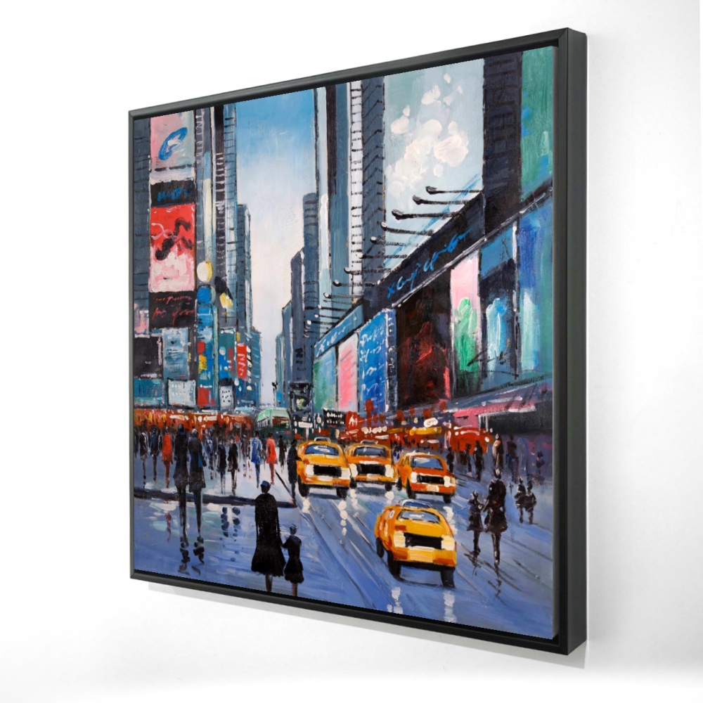 2081-2424-CI223 24 x 24 in. Peak Hour Blue Building Cities Framed Canvas - Home Decor
