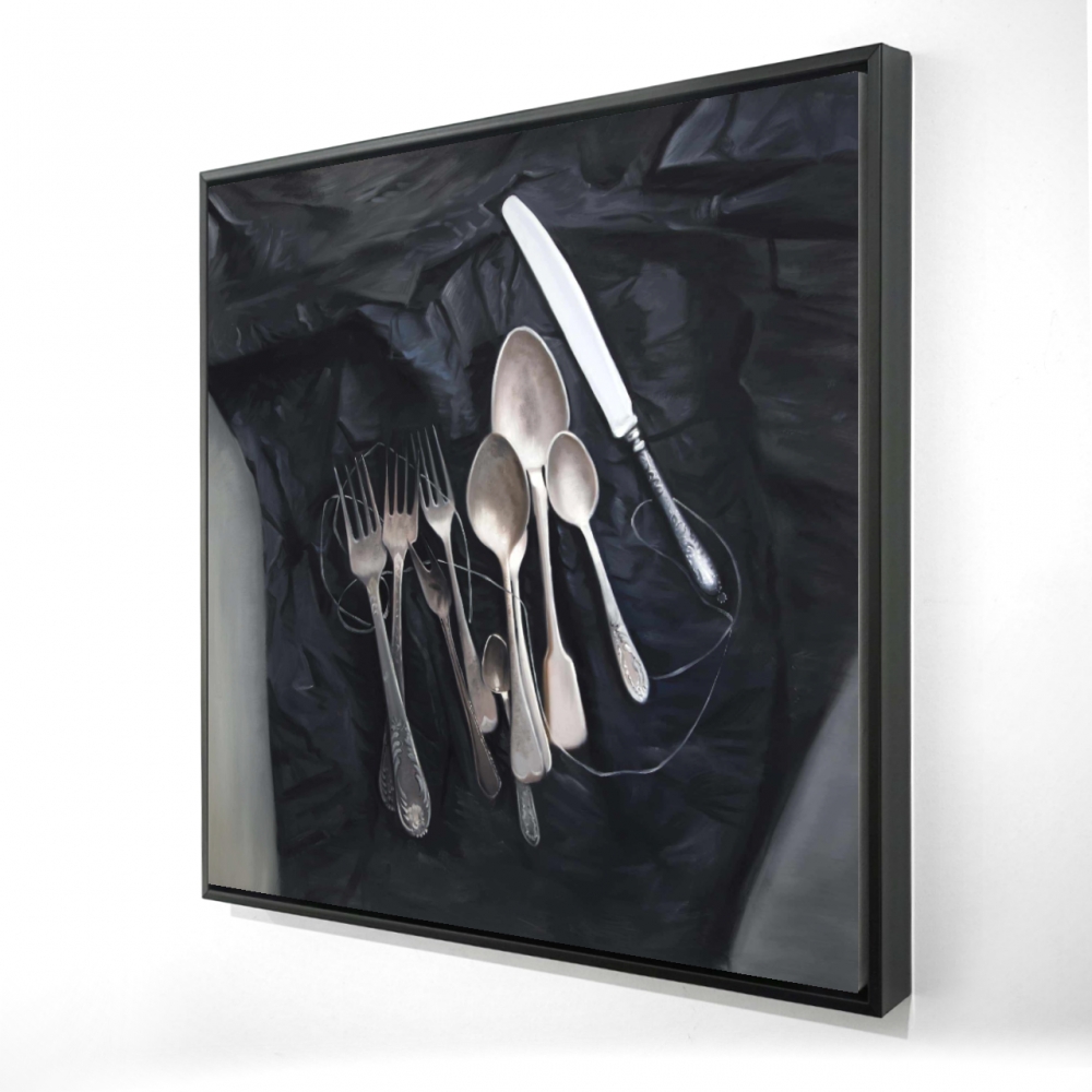 2081-2424-SL27 24 x 24 in. Shapes Vintage Still Life Framed Canvas - Vintage Cutlery Decor