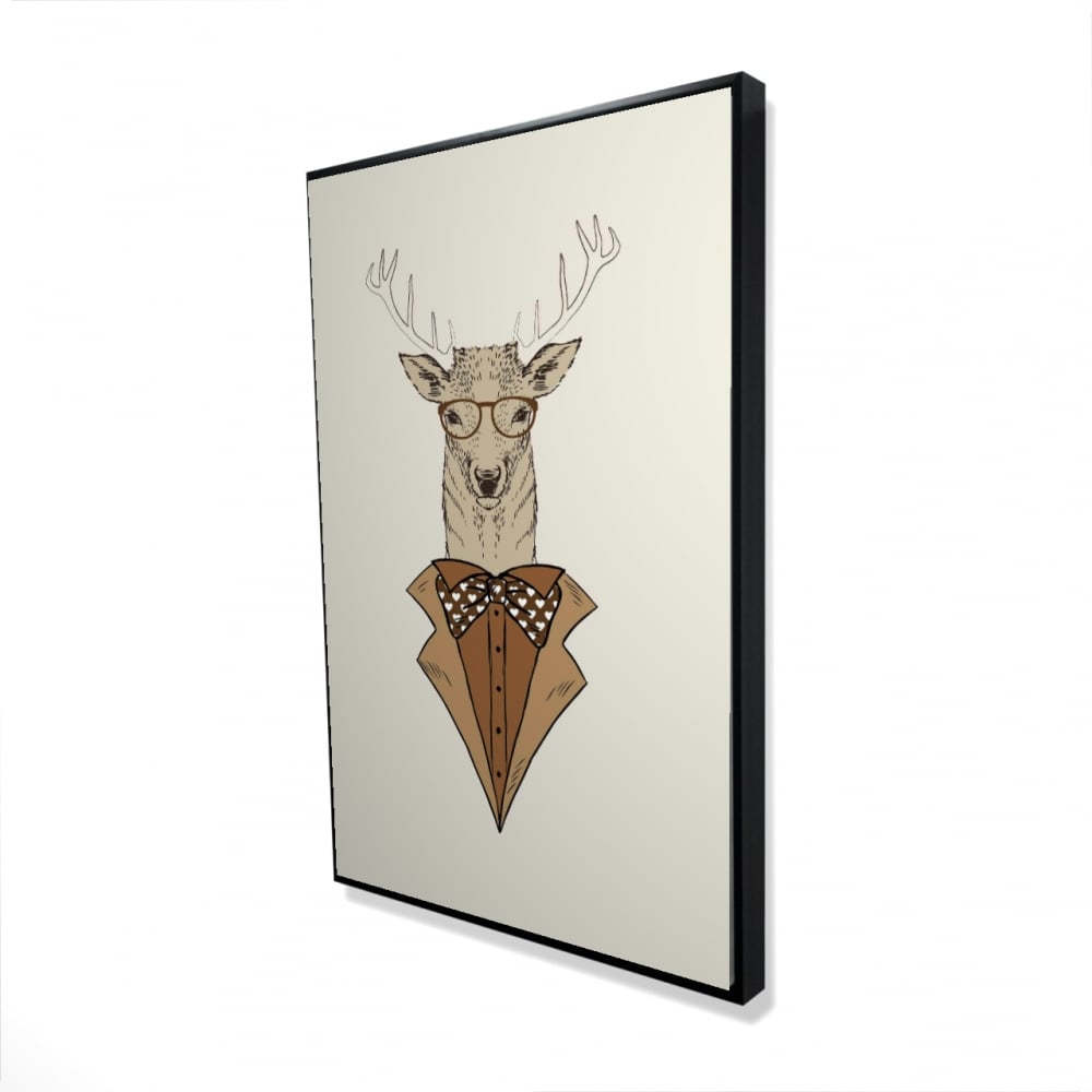 2081-3624-AN60 24 x 36 in. Deer with Brown Coat Framed Canvas - Brown Deer Home Decor