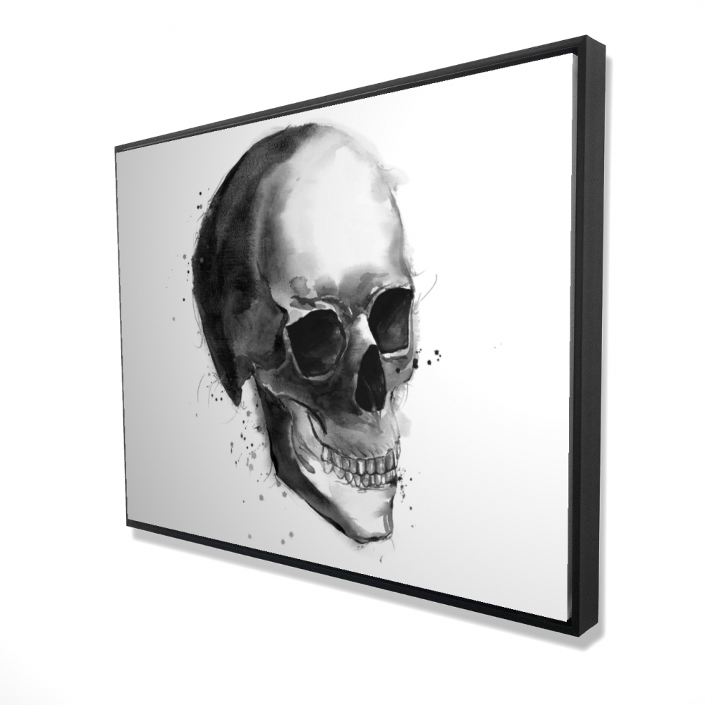 2081-3648-MI86-1 36 x 48 in. Black & White Skull - Man Cave Framed Canvas Home Decor