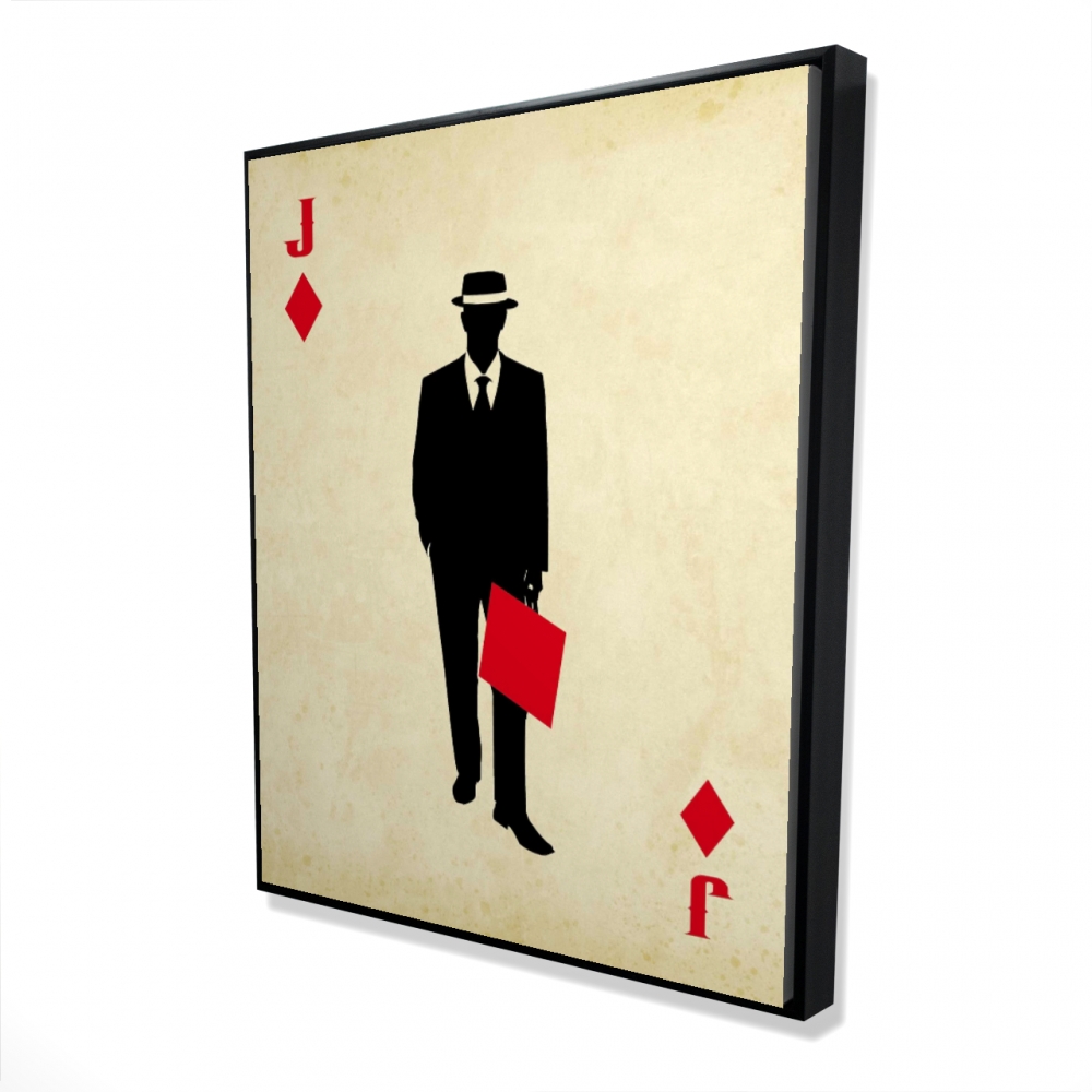 2081-6048-MI13 48 x 60 in. Retro Man Cave Decor - Jack of Diamonds Black Framed Canvas
